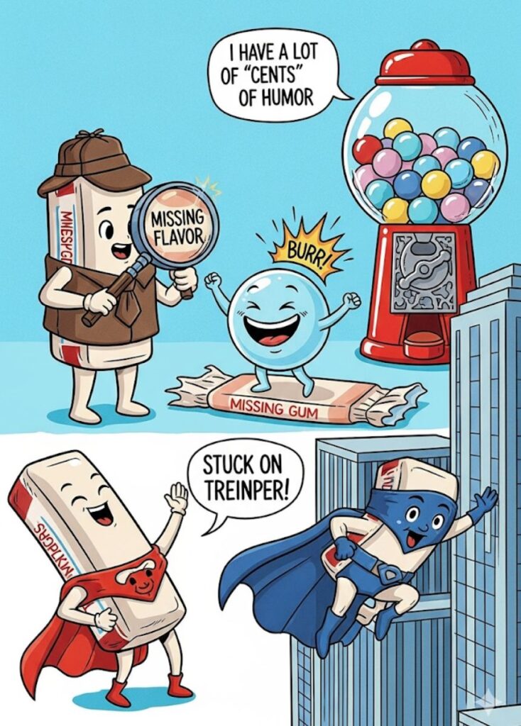 A fun collection of 150 chewy gum jokes and puns designed to entertain and blow your mind with clever humor."