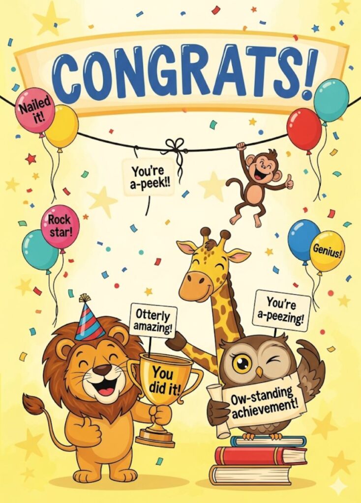 A lively collection of 190 congrats puns and jokes designed to celebrate achievements and let the good times roll with laughter.