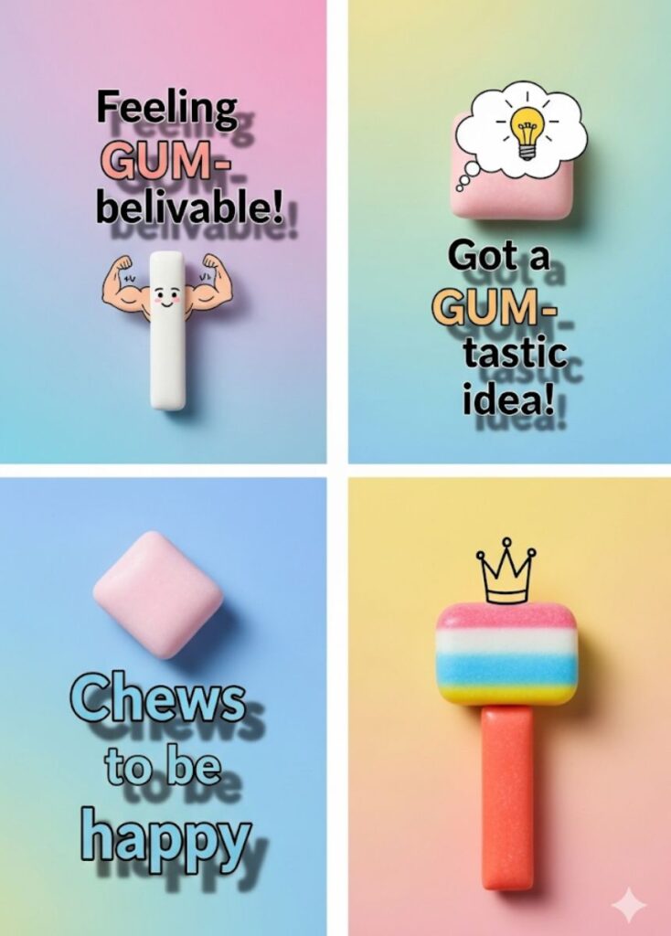 Clever gum puns perfect for social media, adding humor and a playful twist to your posts and captions."