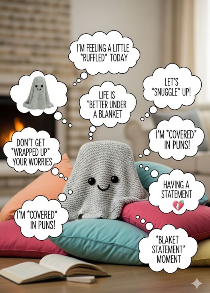 A collection of funny blanket puns and jokes perfect for social media, featuring witty wordplay, cozy humor, and shareable laughs.