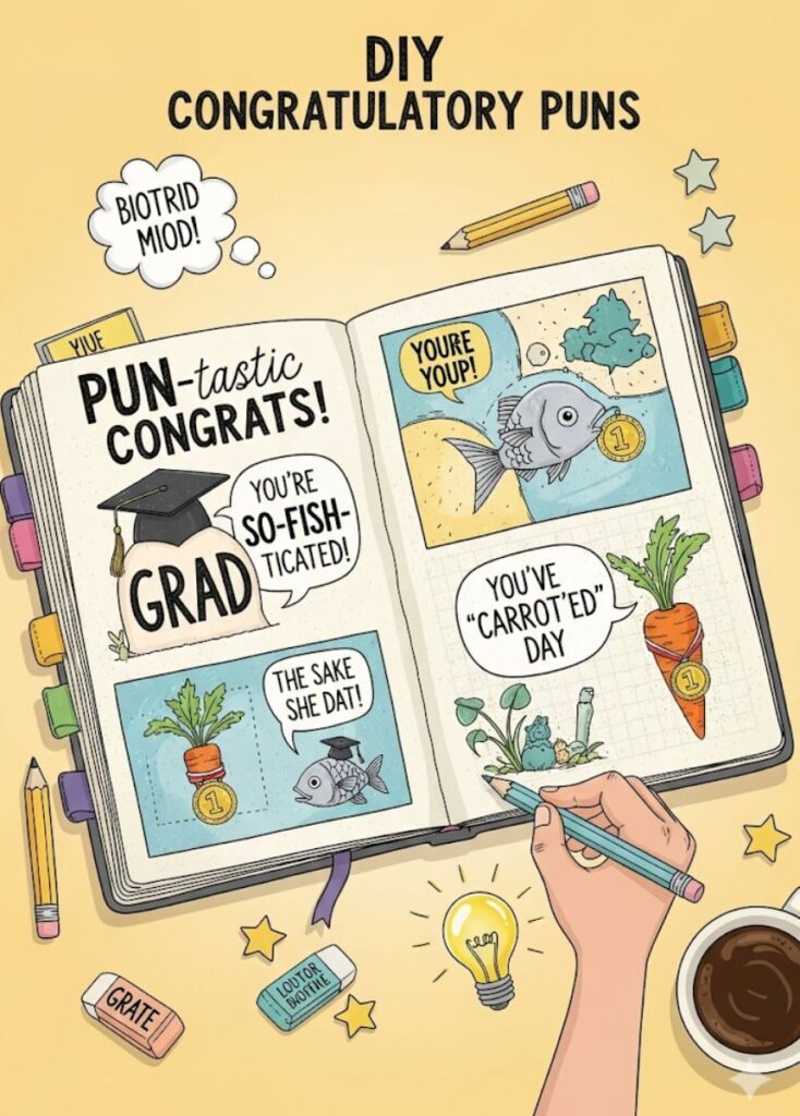 A guide on how to write your own congrats puns, offering tips and ideas to create clever, personalized celebratory humor.