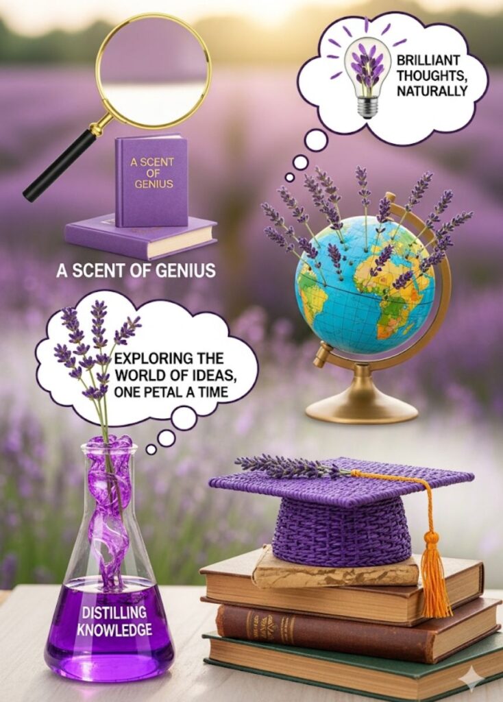 A collection of intellectual lavender-themed puns for social media, combining clever wordplay, witty humor, and charming floral references