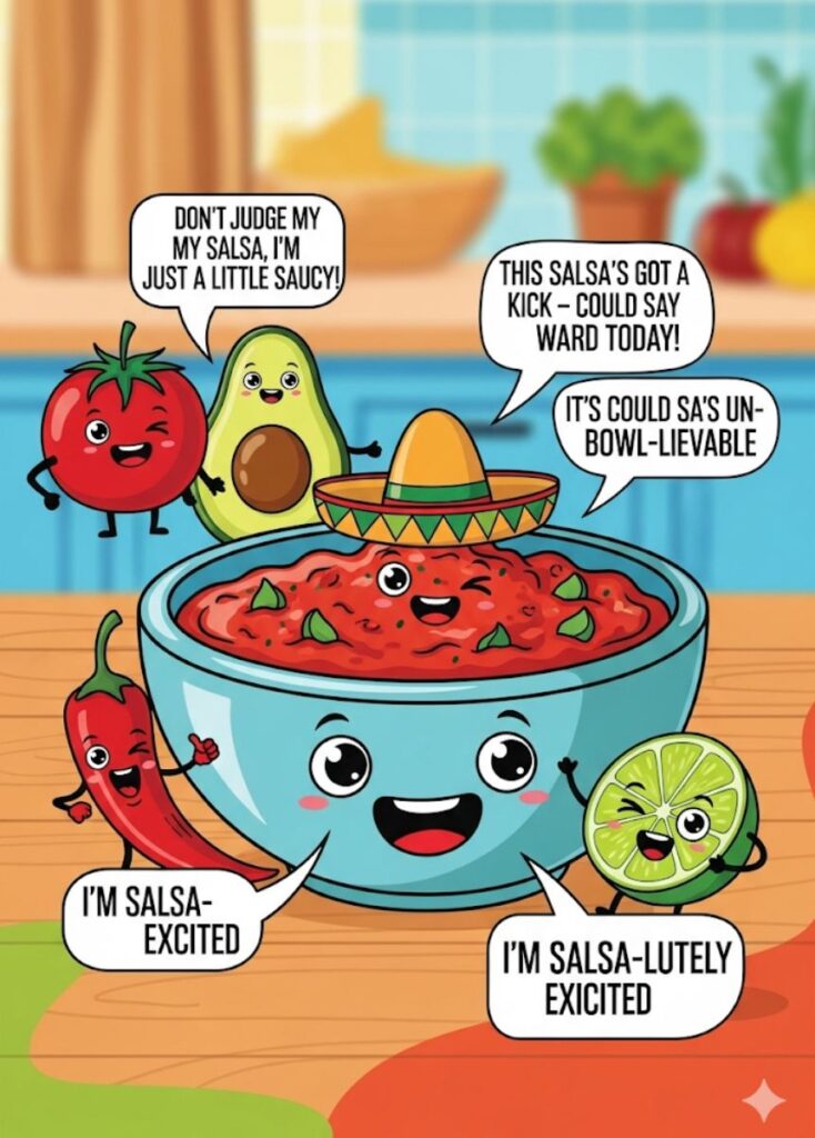 A collection of salsa-themed puns and jokes, featuring playful wordplay, spicy humor, and witty one-liners to entertain and amuse readers.