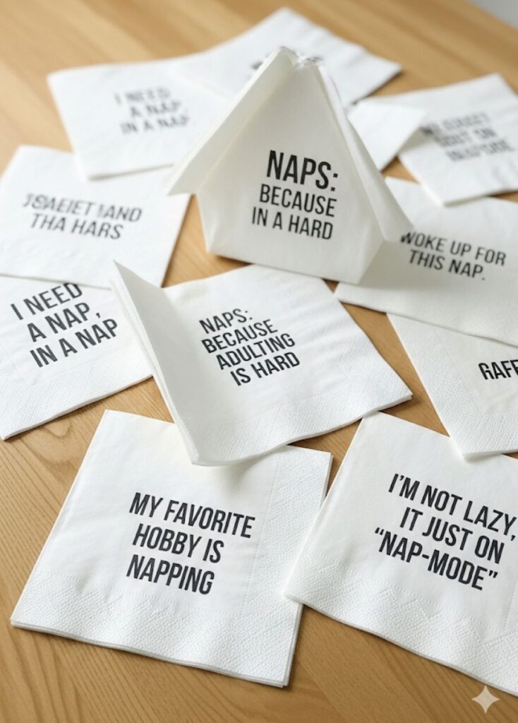 Funny and clever one-liners for napkin lovers, guaranteed to make mealtime more amusing and full of laughs