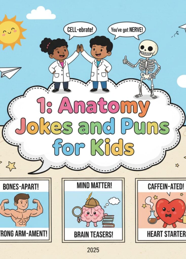 A collection of kid-friendly anatomy jokes and puns, featuring playful humor, clever wordplay, and lighthearted laughs suitable for children."