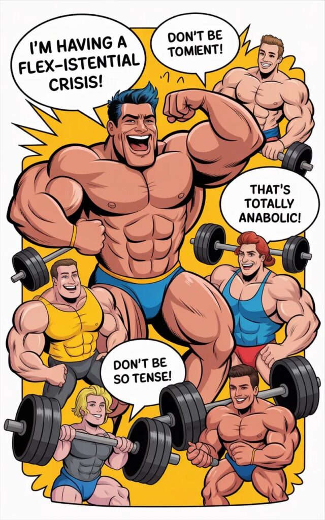 A humorous collection titled “165 Funny Steroid Puns and Jokes One-Liner 2025,” featuring gym-themed wordplay, muscle jokes, and witty fitness humor with a lighthearted tone.