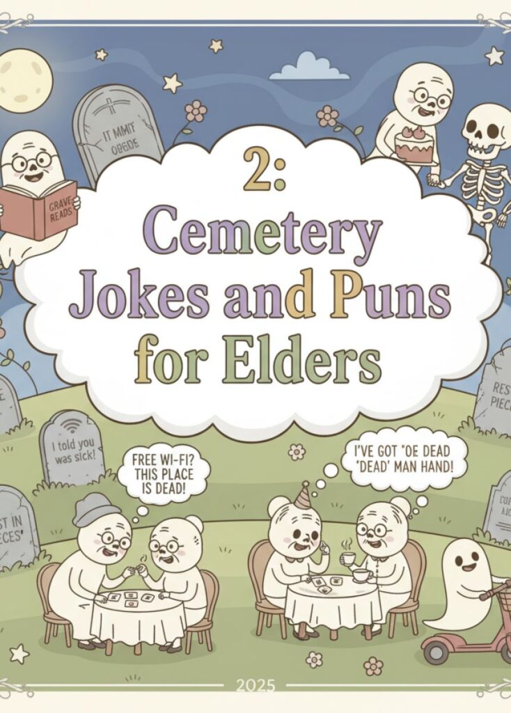 A collection of cemetery-themed jokes and puns tailored for elders, featuring playful humor, clever wordplay, and lighthearted spooky laughs suitable for older readers.