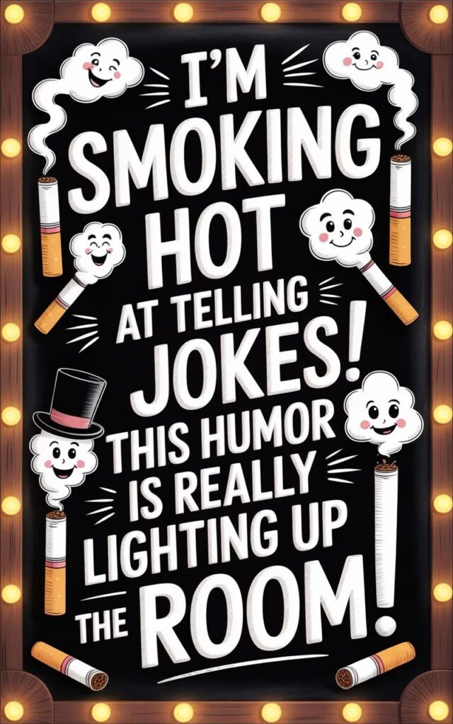 Laugh out loud with 240 funny smoking puns and one-liner jokes about cigarettes, cigars, and vaping, perfect for social media humor and lighthearted laughs in 2025.