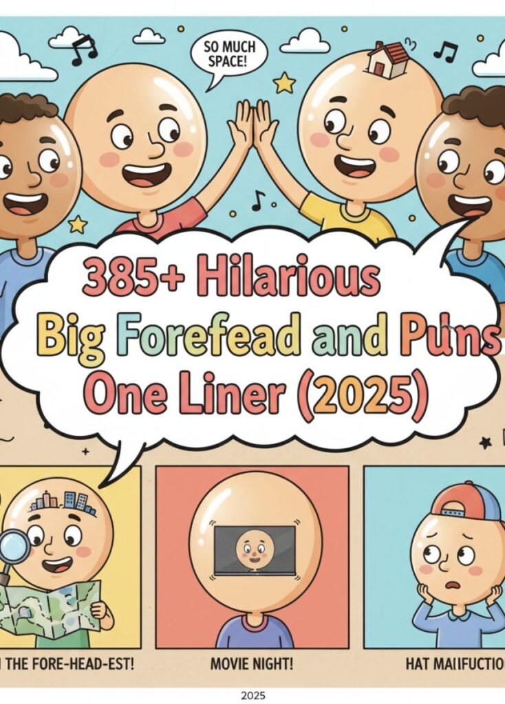 A collection of 385 big forehead-themed jokes and one-liners for 2025, featuring playful humor, clever wordplay, and lighthearted laughs."