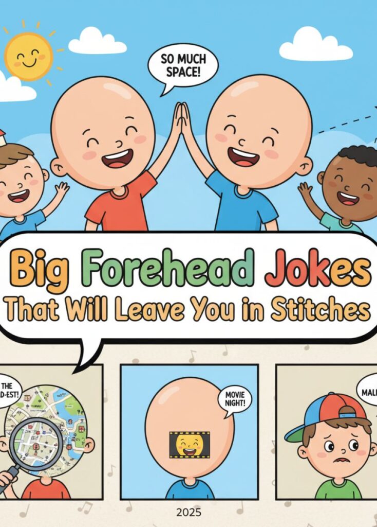 A collection of big forehead-themed jokes, featuring playful humor, clever wordplay, and hilarious content that will leave readers in stitches.