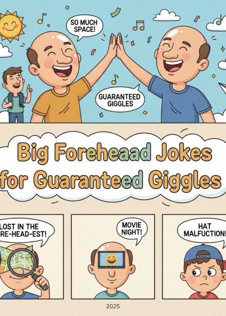 A collection of big forehead-themed jokes, featuring playful humor, clever wordplay, and hilarious content guaranteed to make readers giggle.