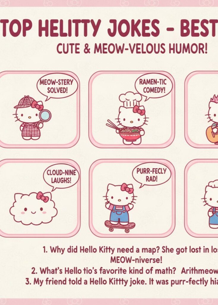 A collection of top Hello Kitty jokes, featuring the best picks with playful humor, clever wordplay, and lighthearted laughs for readers.