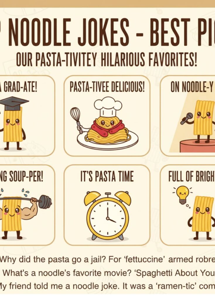 A collection of top noodle jokes, featuring the best picks with playful humor, clever wordplay, and lighthearted laughs for readers."