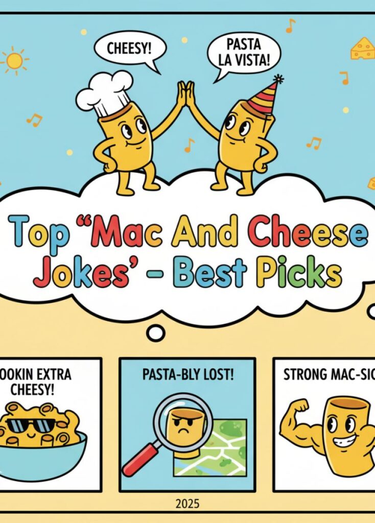 A collection of top mac-and-cheese jokes, featuring the best picks with playful humor, clever wordplay, and lighthearted laughs for readers."