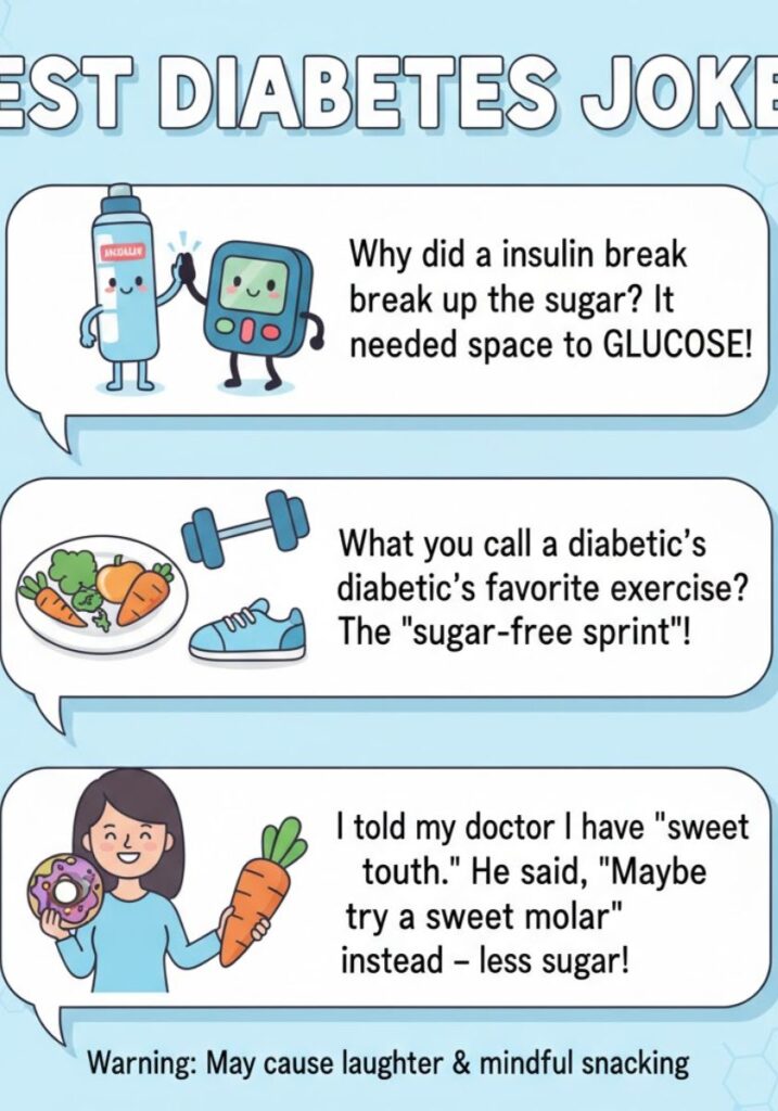 The best diabetes jokes and puns collection, featuring clever, light-hearted humor and one-liners perfect for sharing laughs safely.