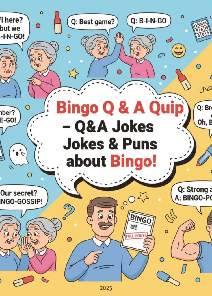 A collection of bingo-themed Q&A jokes and puns, featuring playful humor, clever wordplay, and lighthearted quips for bingo lovers and readers