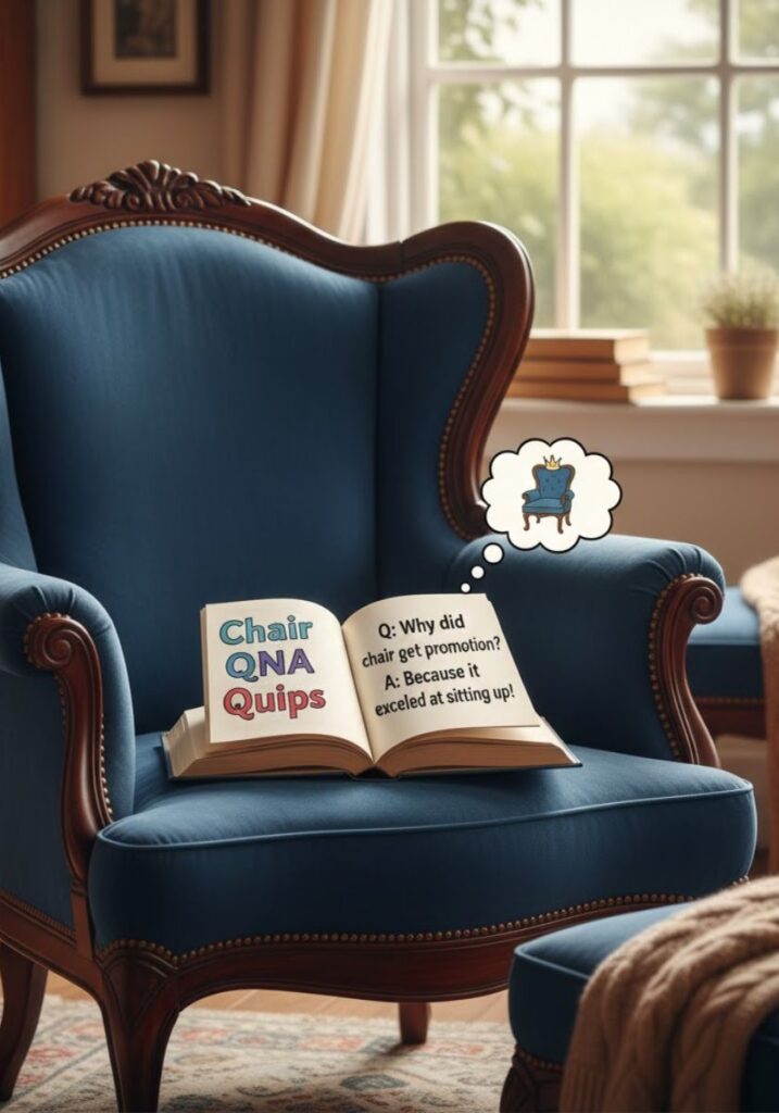 "Funny chair Q&A jokes and puns with clever quips and one-liners about chairs and furniture, perfect for light-hearted laughs."