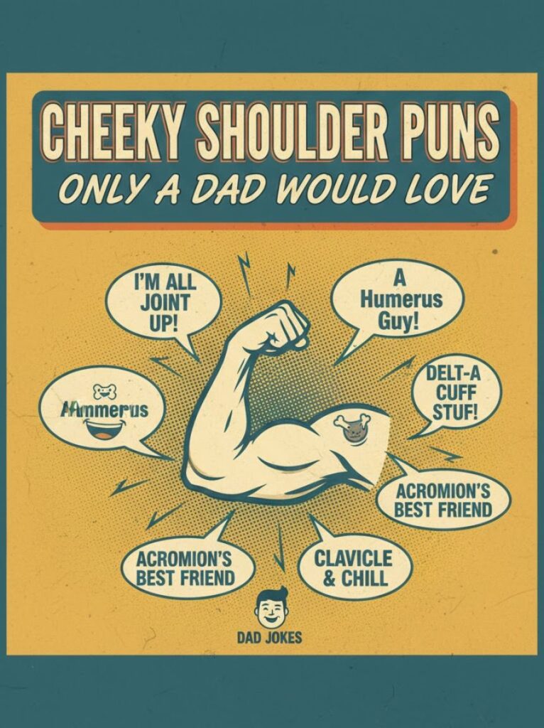 "A playful title hinting at pun-filled shoulder humor."