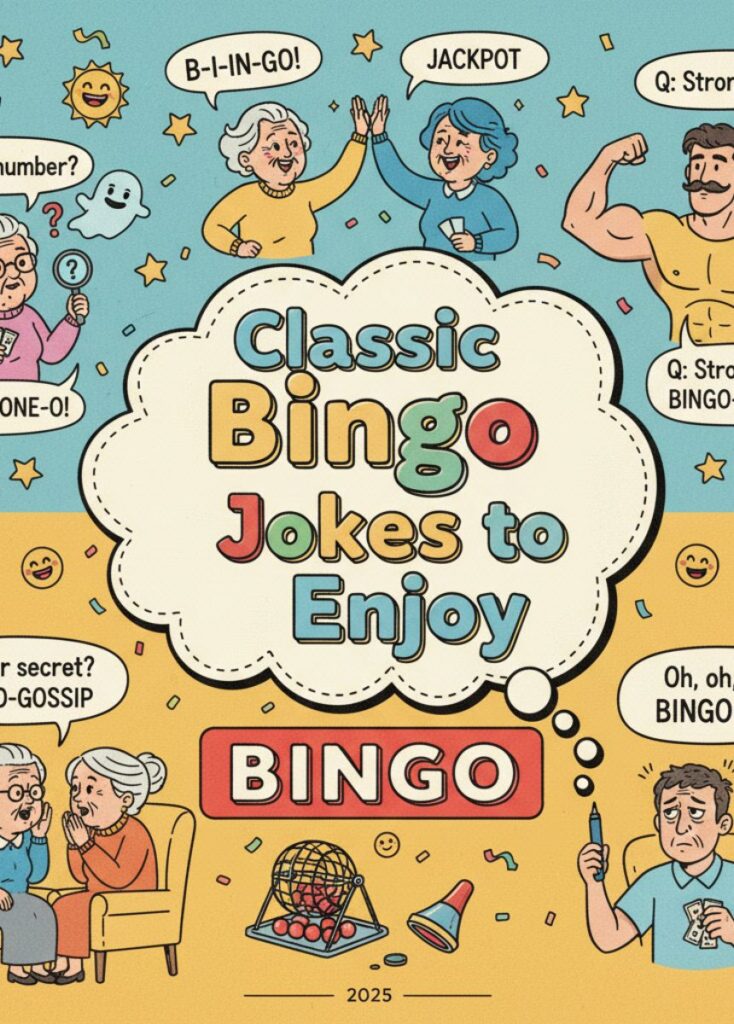 A collection of classic bingo jokes, featuring playful humor, clever wordplay, and lighthearted laughs for readers to enjoy."