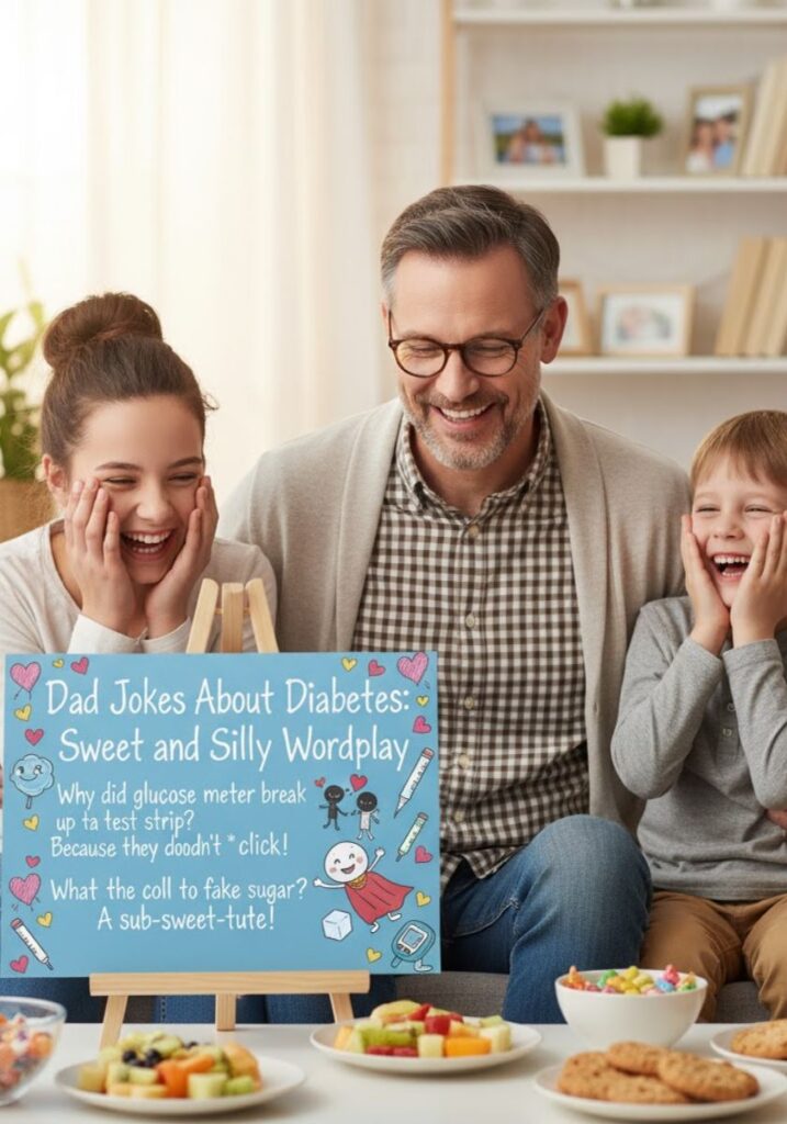 Dad jokes about diabetes featuring sweet and silly wordplay, clever one-liners, and light-hearted humor perfect for sharing laughs with friends."