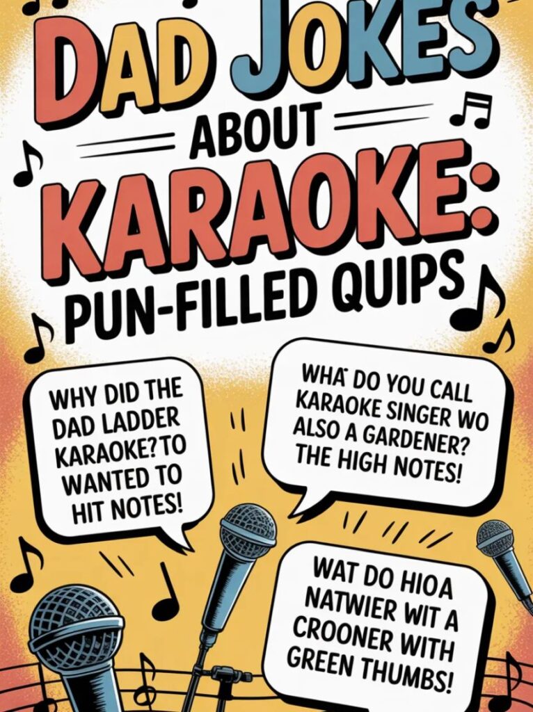 Laugh out loud with dad jokes about karaoke—pun-filled quips that hit every funny note perfectly