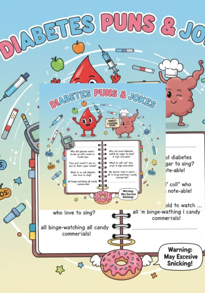 Funny diabetes puns and jokes collection with playful wordplay, one-liners, and humor perfect for sharing laughs responsibly."