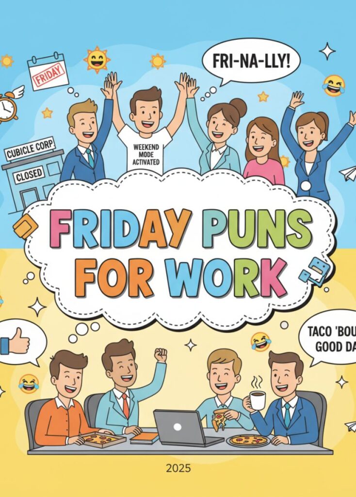 A collection of Friday-themed puns for work, featuring playful humor, clever wordplay, and lighthearted jokes perfect for office or professional settings.