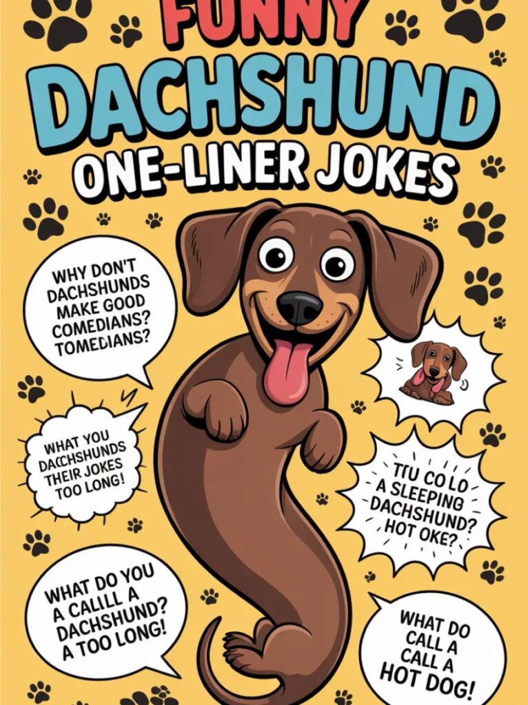Alt Text:
A cheerful dachshund with a playful grin, representing short and funny one-liner dachshund jokes that bring smiles and laughter.