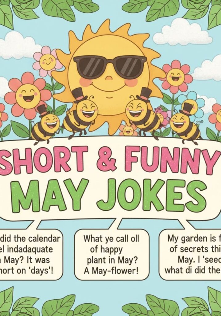 Funny May one-liner jokes and short May puns that bring springtime laughter and smiles with witty, light-hearted humor."