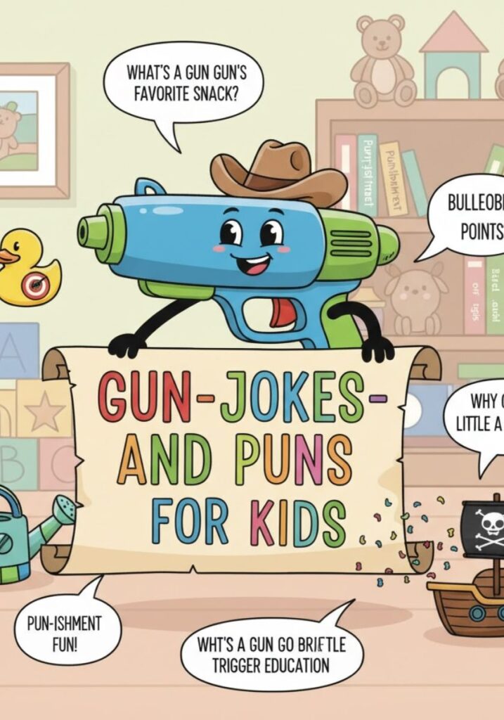 id-friendly gun jokes and puns collection with playful, harmless humor and funny one-liners perfect for sharing laughs with children.