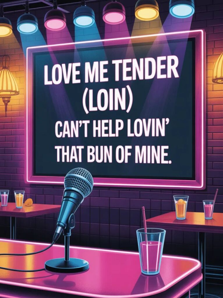 pice up the mic with flirty karaoke puns that mix humor, rhythm, and cheeky fun