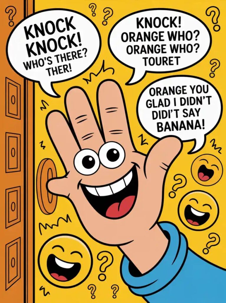 "Knock-knock finger jokes and funny one-liners featuring clever hand puns and playful humor perfect for kids and social media sharing