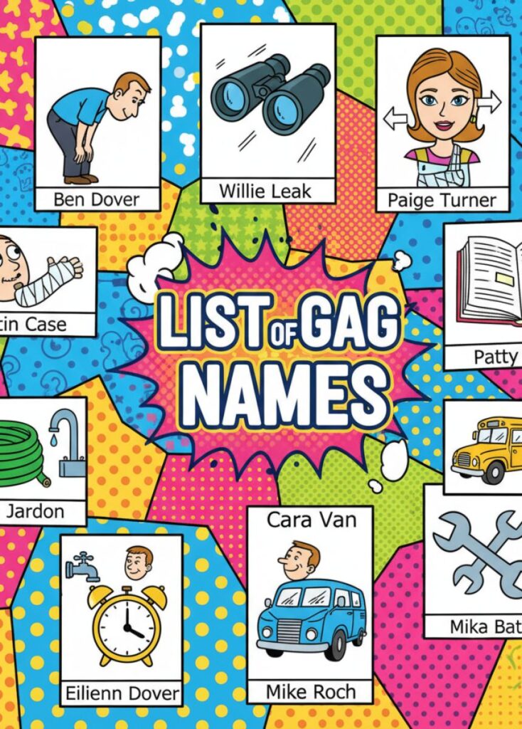 A curated list of gag names, featuring playful, funny, and clever wordplay designed to entertain and make readers laugh