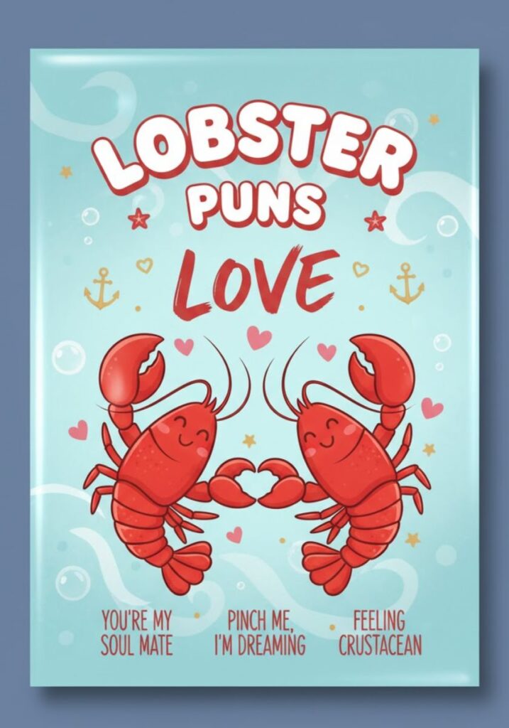 "Romantic lobster puns about love, featuring clever seafood wordplay and funny one-liners perfect for couples or sharing laughs online."