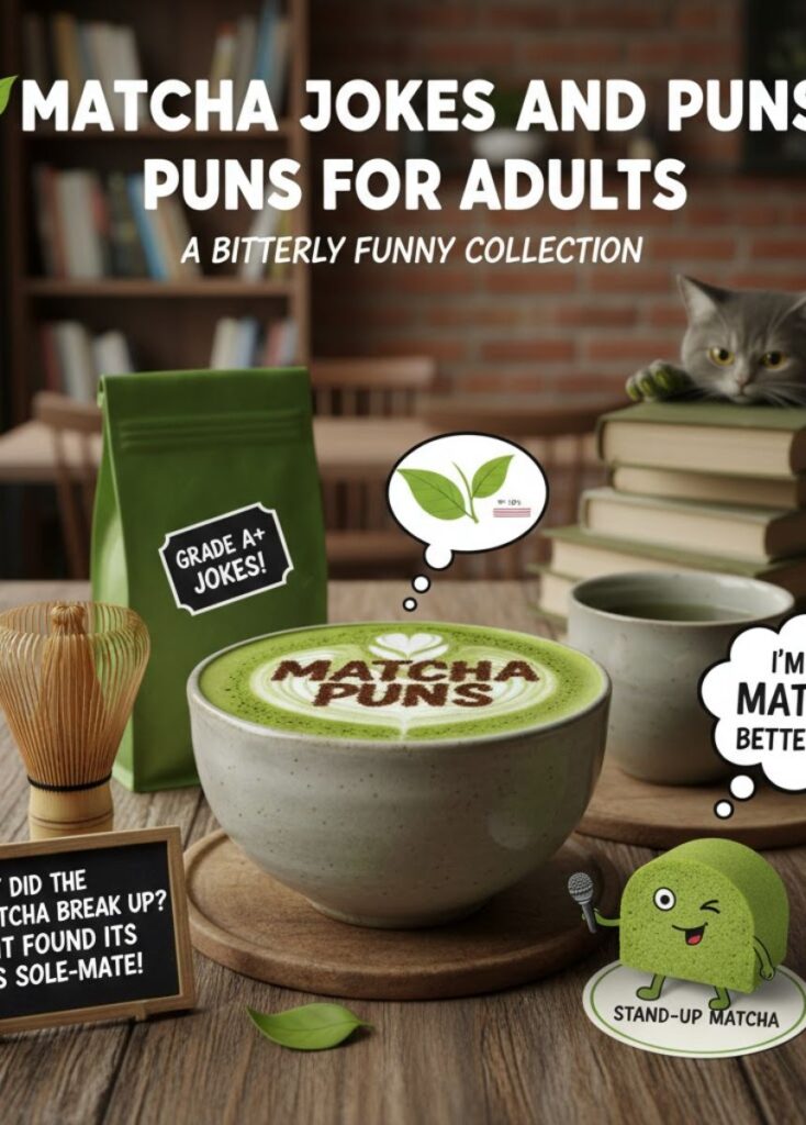 "Funny matcha jokes and puns for adults – clever, witty green tea humor