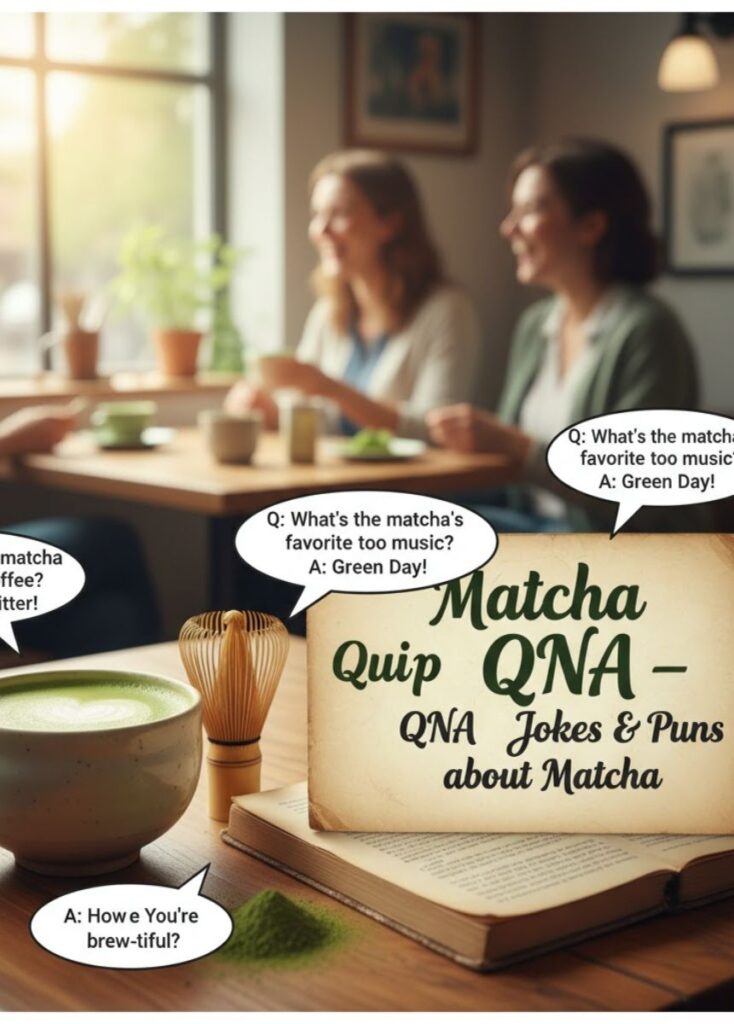 "Funny matcha Q&A quips – clever jokes and puns about green tea"
