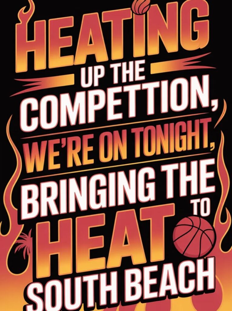 A cartoon basketball with sunglasses and palm trees in the background, representing funny and clever Miami Heat puns.