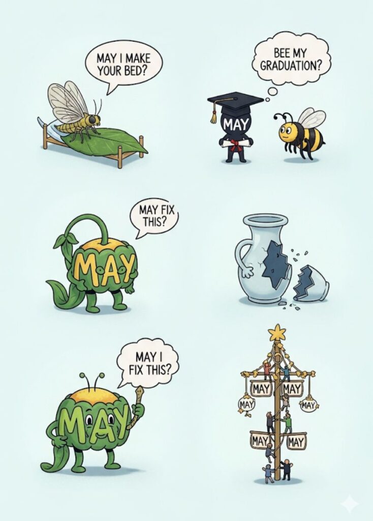 A collection of quick and witty May-themed one-liners, featuring clever wordplay, playful humor, and fun, shareable jokes for every day.