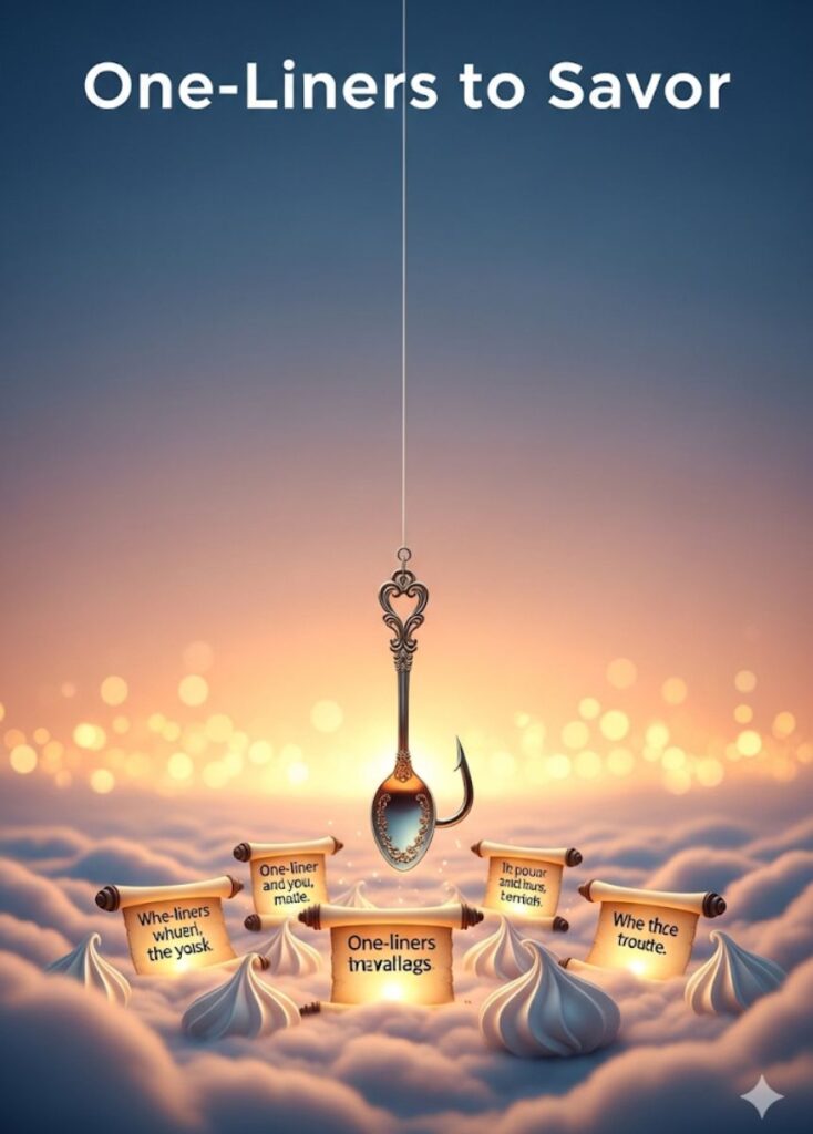 A collection of savory-themed one-liners, featuring clever wordplay, playful humor, and quick, entertaining jokes for readers to savor and enjoy."