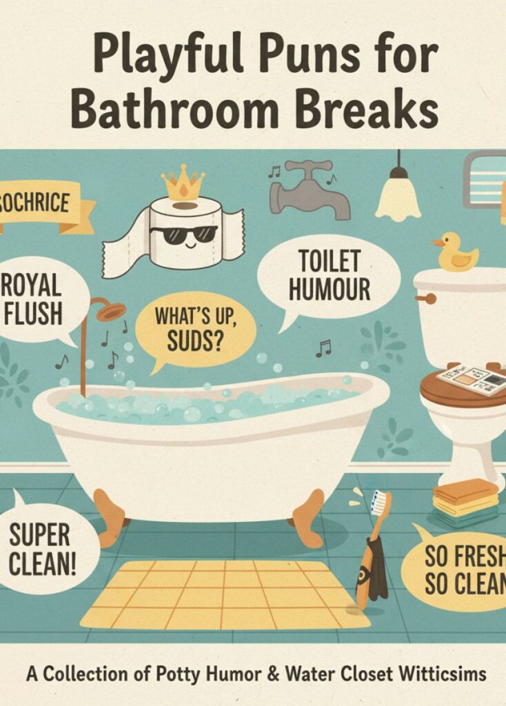A collection of playful bathroom break puns, featuring clever wordplay, lighthearted humor, and jokes perfect for quick laughs."