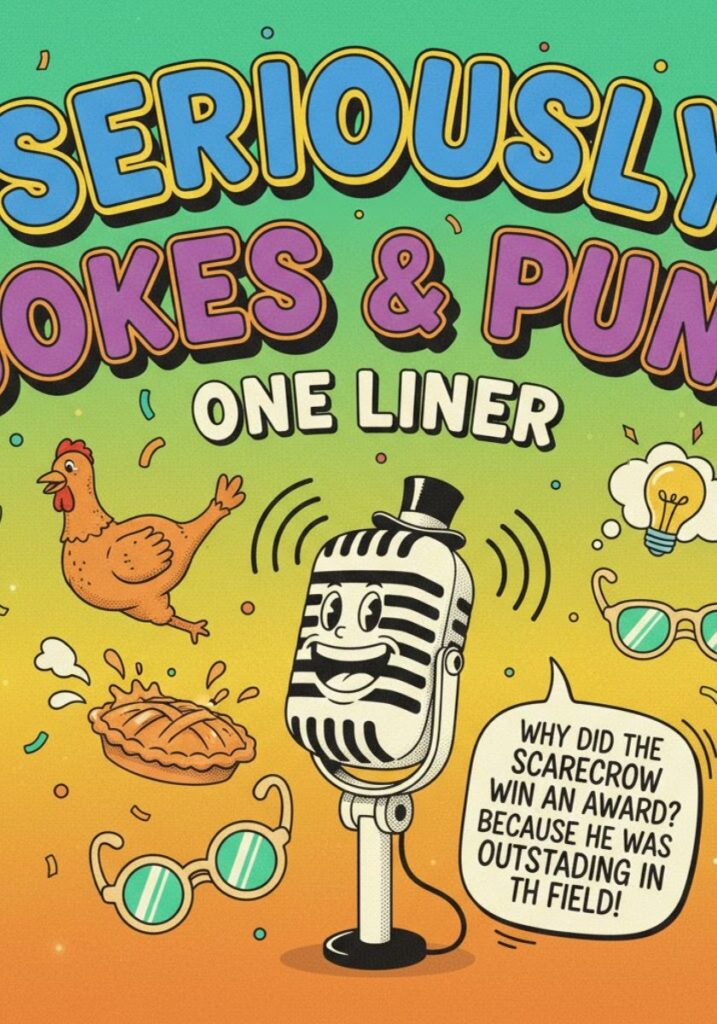 Seriously funny jokes and puns one-liner collection for adults, perfect for social media, sharing laughs, and light-hearted humor."
