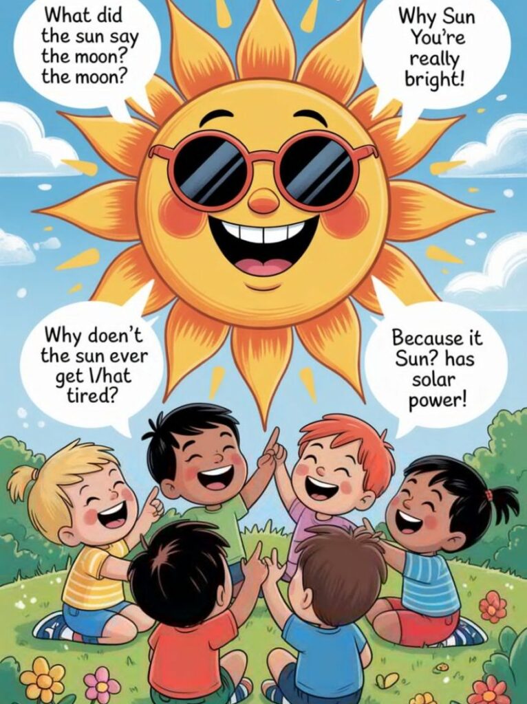 Fun and bright sun jokes and puns for kids that bring smiles, giggles, and sunny laughter all day.