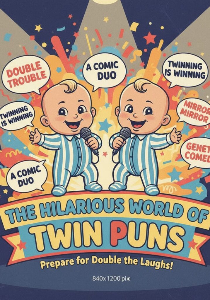"The hilarious world of twin puns delivering a double dose of laughter with funny one-liners and clever jokes perfect for twins and friends."