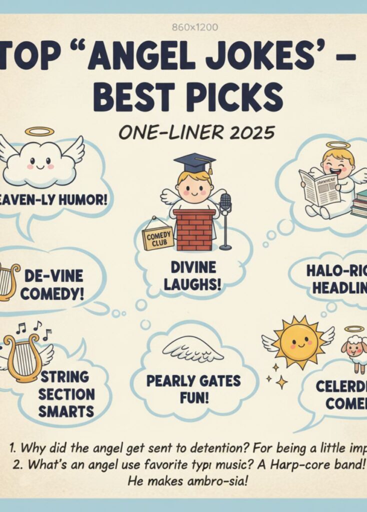 A collection of top angel-themed jokes, featuring the best picks with witty humor, clever wordplay, and lighthearted laughs for readers."