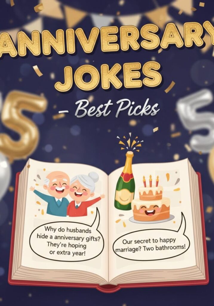 Top anniversary jokes and puns, featuring the best funny one-liners and romantic humor perfect for couples and celebrations."