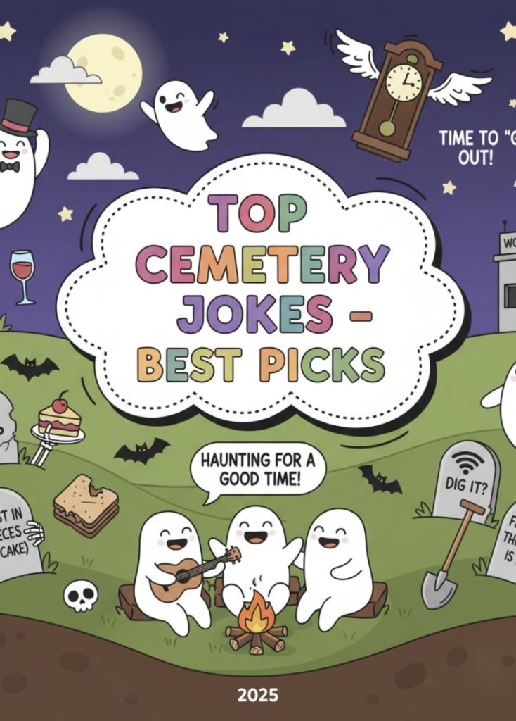 A collection of top cemetery jokes, featuring the best picks with clever wordplay, playful humor, and lighthearted spooky laughs for readers.