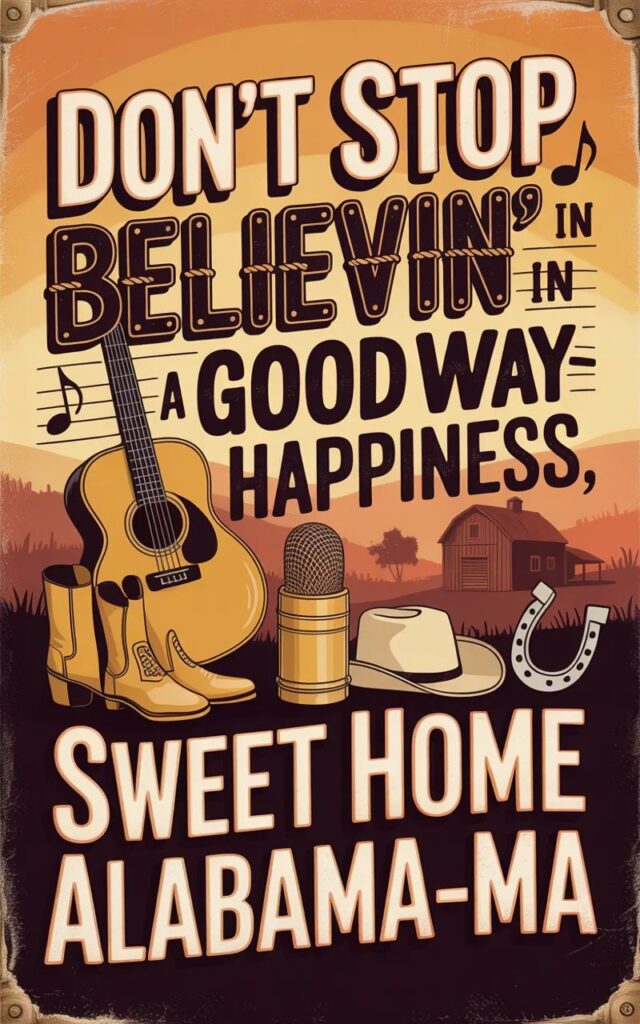 vibrant image showcasing top classic country music puns 🎤🎸 with guitars, microphones,