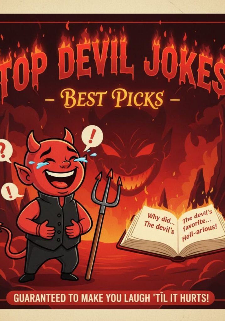 Top devil jokes and puns, featuring funny one-liners and clever wordplay perfect for sharing laughs on social media or with friends."