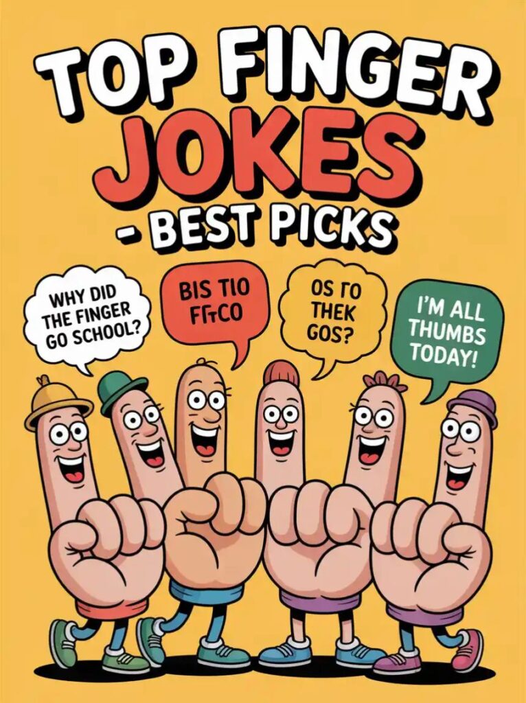 "Top finger jokes and puns featuring the best funny one-liners, clever hand humor, and sharable laughs for social media and friends."