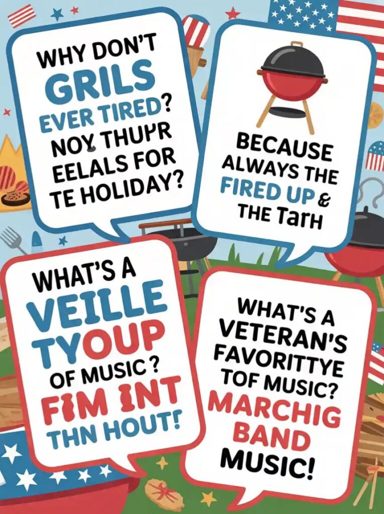 "Top Memorial Day jokes and puns featuring funny one-liners and lighthearted humor perfect for celebrating with family, friends, and social gatherings.
